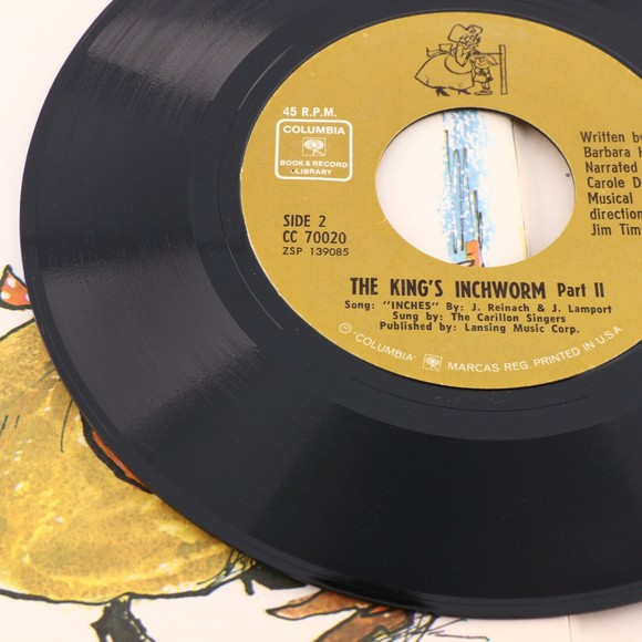 Carole Danell The King's Inchworm 1969 Book & Record Library 45 rpm 7" CC 70020 - Picture 12 of 12